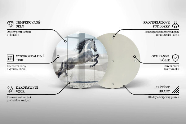 Glas Herdabdeckplatte Weißes Pferdeross