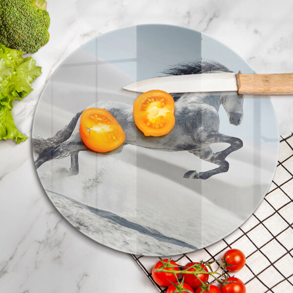 Glas Herdabdeckplatte Weißes Pferdeross