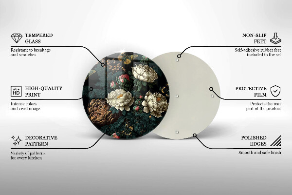Glas Herdabdeckplatte Vintage Pfingstrosenblüten
