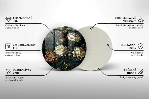 Glas Herdabdeckplatte Vintage Pfingstrosenblüten