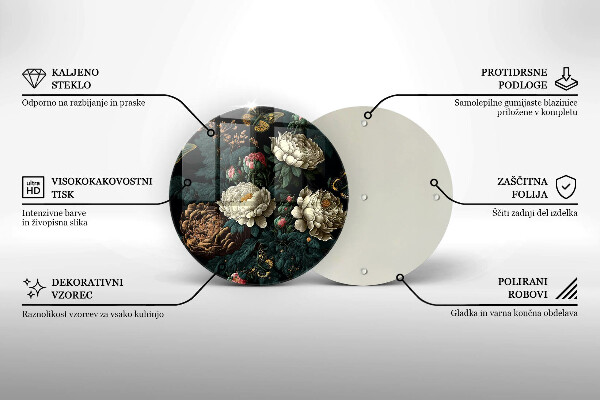 Glas Herdabdeckplatte Vintage Pfingstrosenblüten