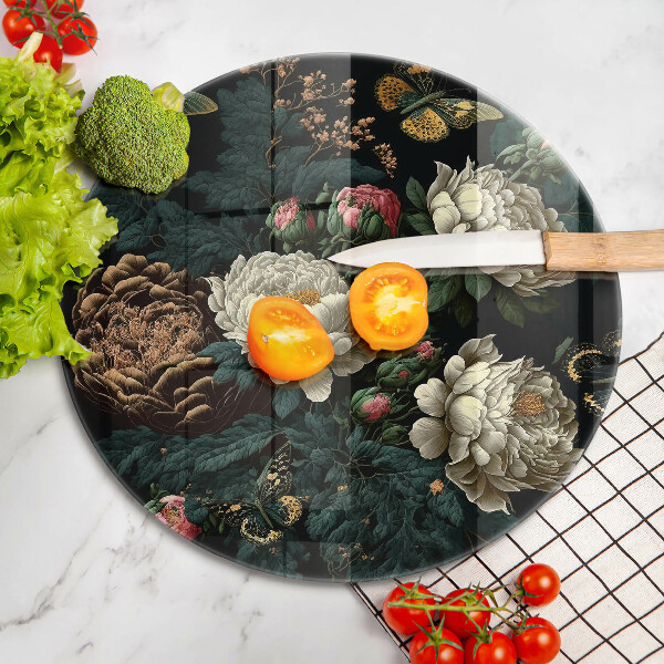 Glas Herdabdeckplatte Vintage Pfingstrosenblüten