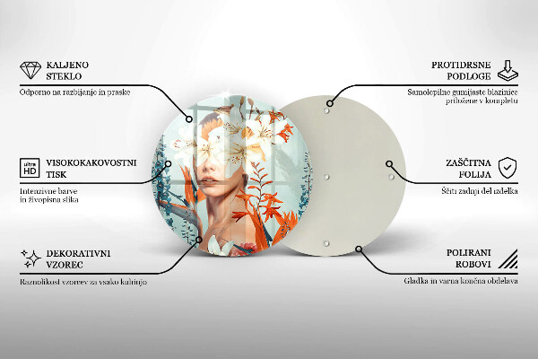 Glas Ceranfeldabdeckung Spritzschutz Frau in Blumen