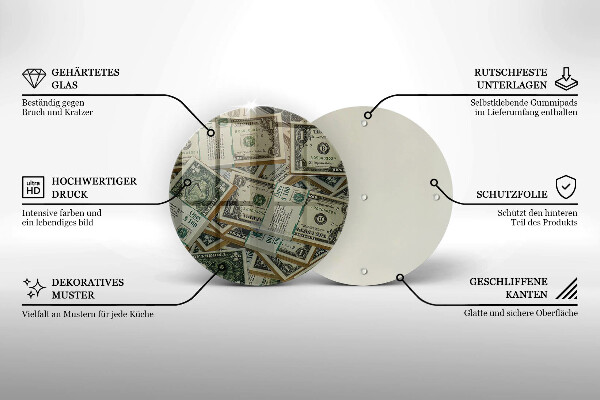 Glas Herdabdeckplatte Gelddollar