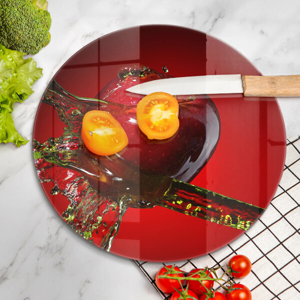 Glas Herdabdeckplatte Apfelfrucht im Wasser