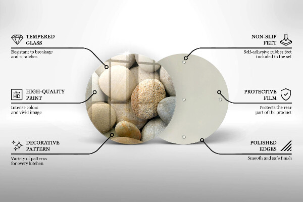 Glas Herdabdeckplatte Muster aus ovalen Steinen