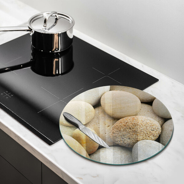 Glas Herdabdeckplatte Muster aus ovalen Steinen