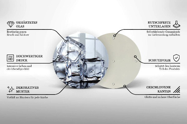 Glas Herdabdeckplatte Eiswürfel