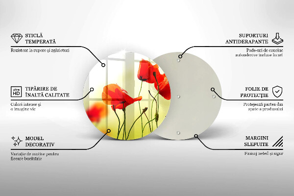 Glas Herdabdeckplatte Rote Mohnblumen