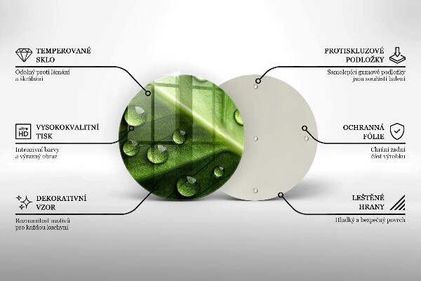 Glas Herdabdeckplatte Naturtau und Blatt