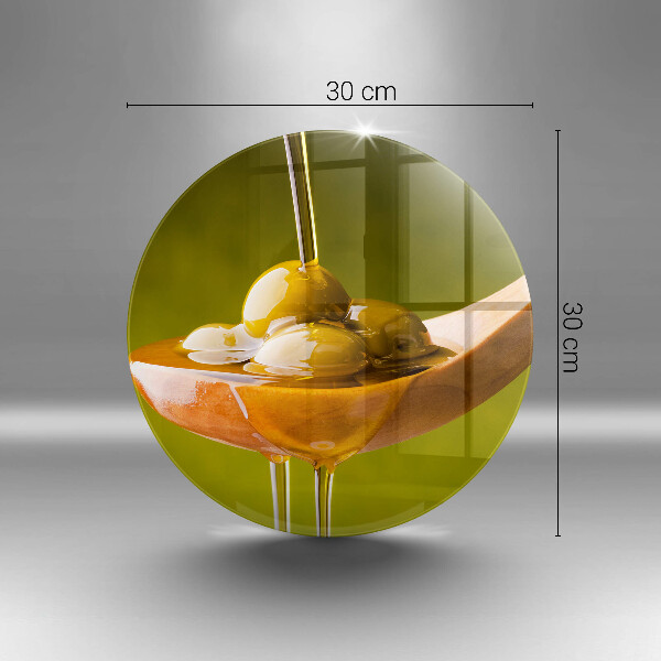 Glas Herdabdeckplatte Olivenöl und Oliven