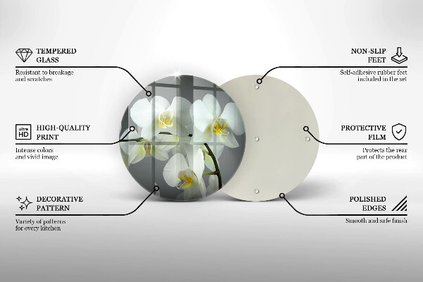 Glas Herdabdeckplatte Weiße Orchideenblüten