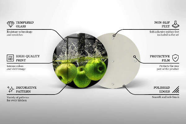 Glas Ceranfeldabdeckung Grüne Äpfel und Wasser