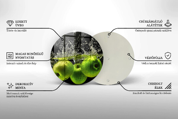 Glas Ceranfeldabdeckung Grüne Äpfel und Wasser