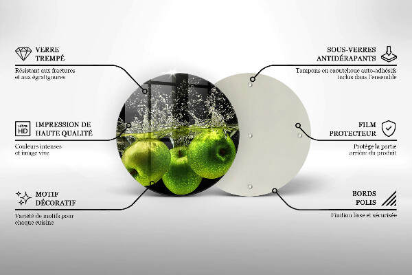Glas Ceranfeldabdeckung Grüne Äpfel und Wasser