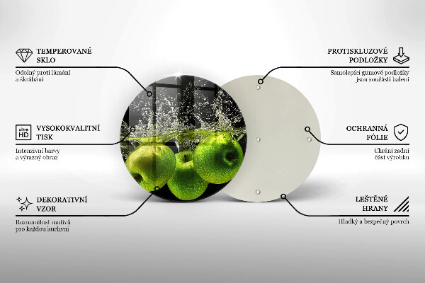Glas Ceranfeldabdeckung Grüne Äpfel und Wasser