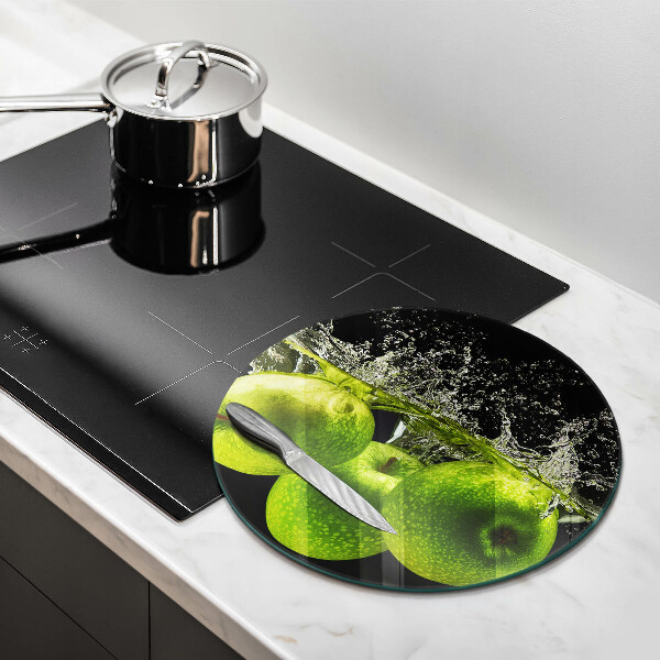 Glas Ceranfeldabdeckung Grüne Äpfel und Wasser