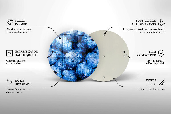 Glas Ceranfeldabdeckung Saftige Blaubeeren
