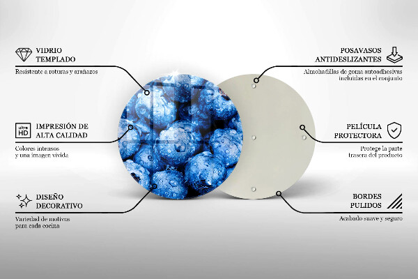 Glas Ceranfeldabdeckung Saftige Blaubeeren