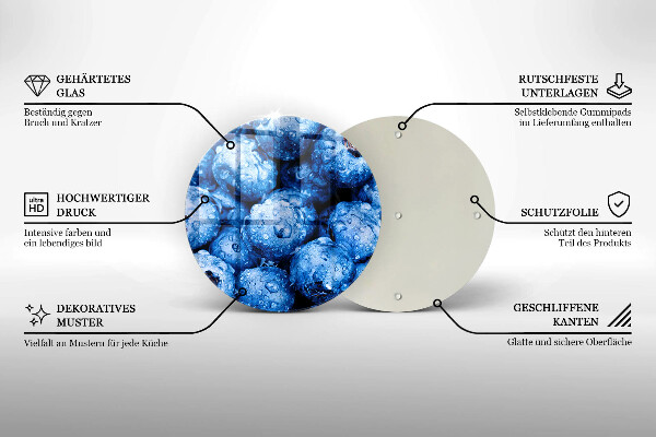 Glas Ceranfeldabdeckung Saftige Blaubeeren