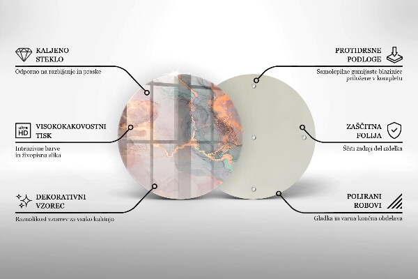 Glas Ceranfeldabdeckung Spritzschutz Marmor mit Gold