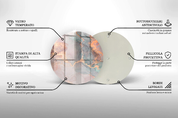 Glas Ceranfeldabdeckung Spritzschutz Marmor mit Gold