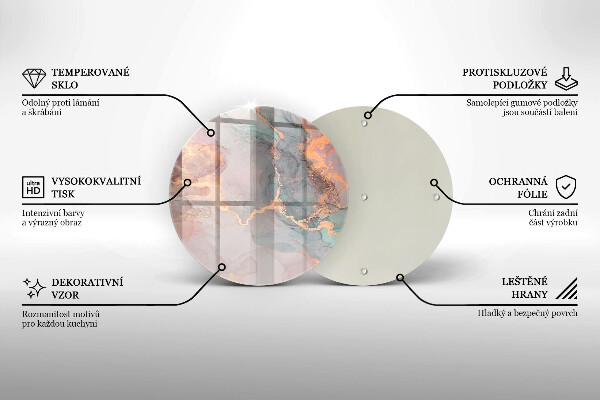 Glas Ceranfeldabdeckung Spritzschutz Marmor mit Gold