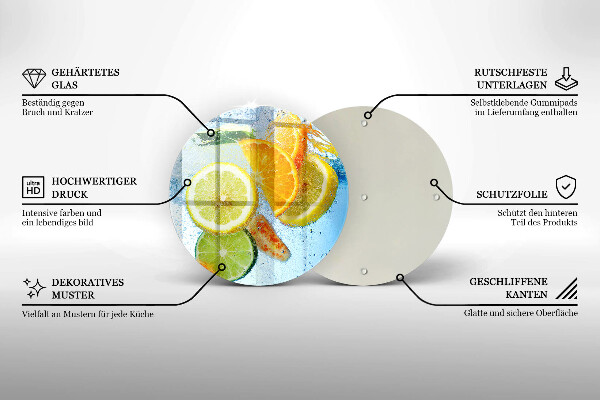 Glas Herdabdeckplatte Saftiges Zitruswasser