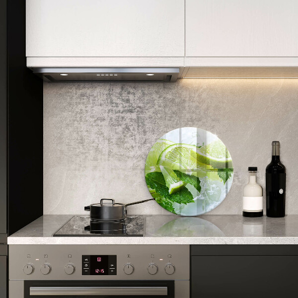 Glas Ceranfeldabdeckung Spritzschutz Limette Minze und Eis