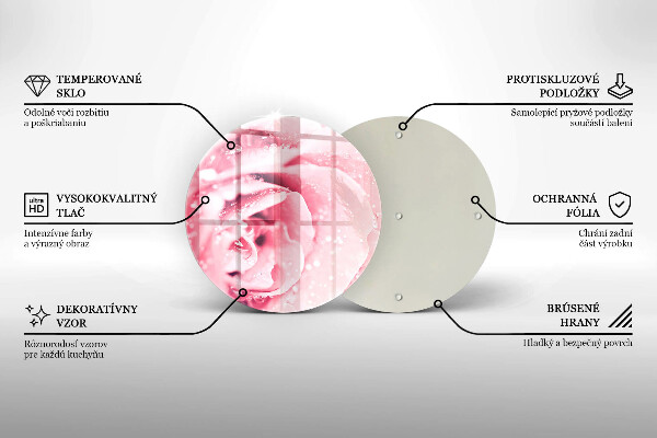 Glas Ceranfeldabdeckung Spritzschutz Tautropfen und Rosenblüte