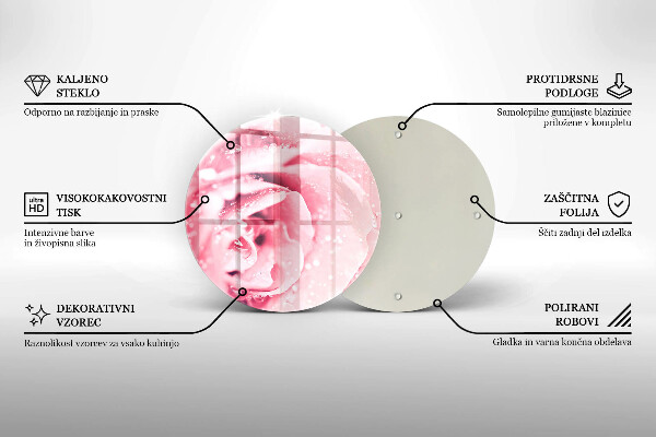 Glas Ceranfeldabdeckung Spritzschutz Tautropfen und Rosenblüte