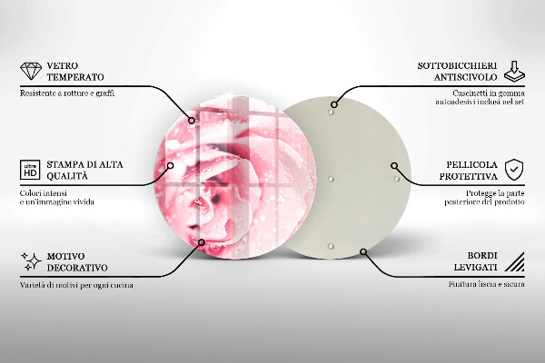 Glas Ceranfeldabdeckung Spritzschutz Tautropfen und Rosenblüte