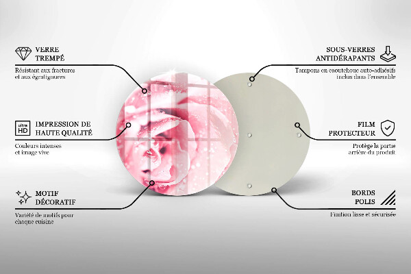 Glas Ceranfeldabdeckung Spritzschutz Tautropfen und Rosenblüte