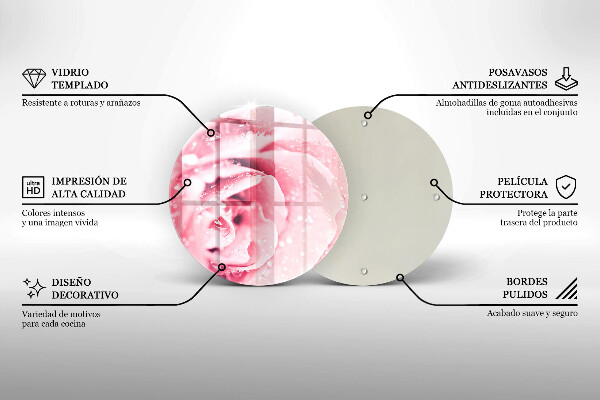 Glas Ceranfeldabdeckung Spritzschutz Tautropfen und Rosenblüte