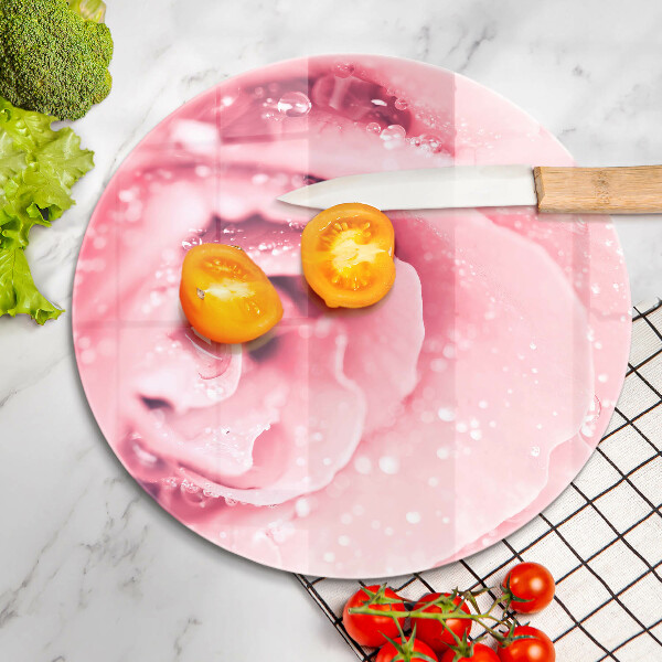 Glas Ceranfeldabdeckung Spritzschutz Tautropfen und Rosenblüte