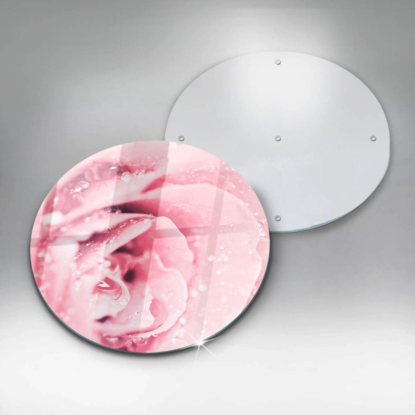 Glas Ceranfeldabdeckung Spritzschutz Tautropfen und Rosenblüte