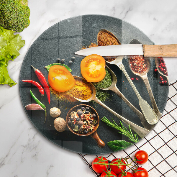 Glas Ceranfeldabdeckung Spritzschutz Küchenlöffel mit Gewürzen