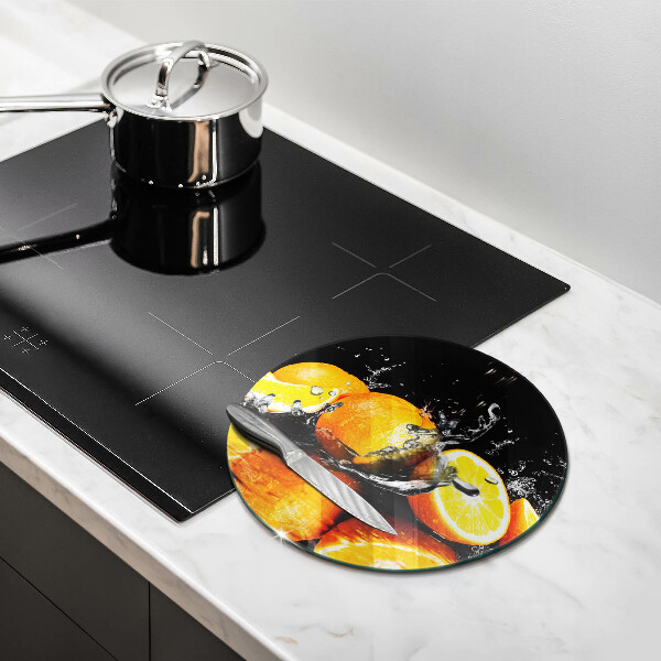 Glas Ceranfeldabdeckung Spritzschutz Saftige Orangenfrucht