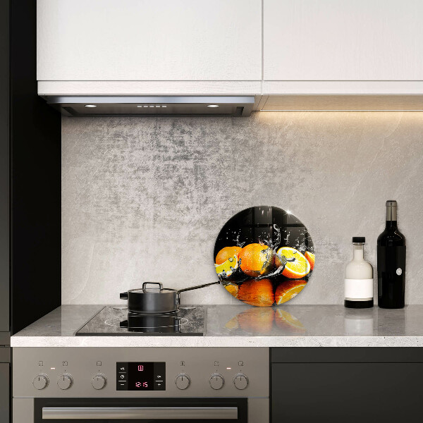 Glas Ceranfeldabdeckung Spritzschutz Saftige Orangenfrucht