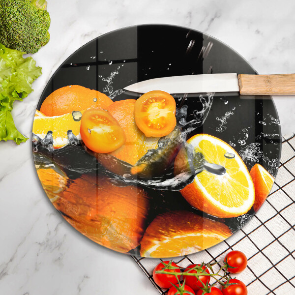 Glas Ceranfeldabdeckung Spritzschutz Saftige Orangenfrucht