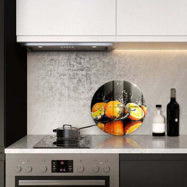 Glas Ceranfeldabdeckung Spritzschutz Saftige Orangenfrucht