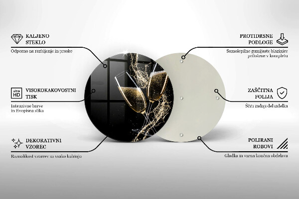 Glas Ceranfeldabdeckung Spritzschutz Gläser Champagner
