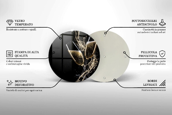 Glas Ceranfeldabdeckung Spritzschutz Gläser Champagner