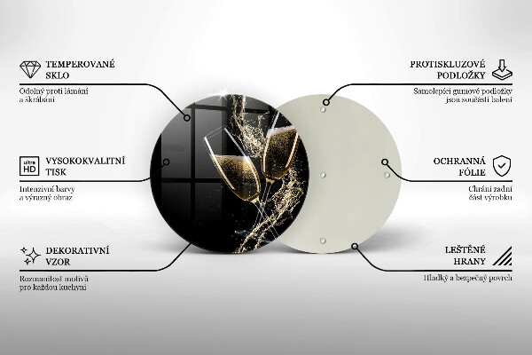 Glas Ceranfeldabdeckung Spritzschutz Gläser Champagner