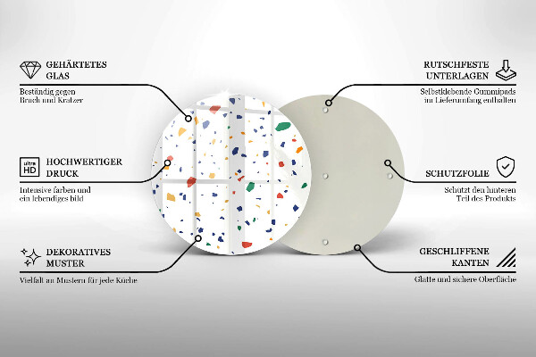 Glas Herdabdeckplatte Buntes Steingut