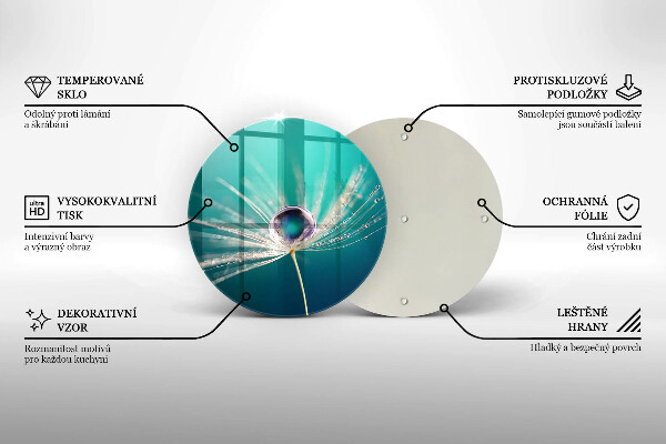 Glas Herdabdeckplatte Tau auf einem Löwenzahn