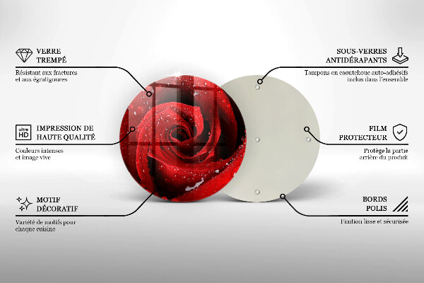 Glas Herdabdeckplatte Rosenblütenblätter
