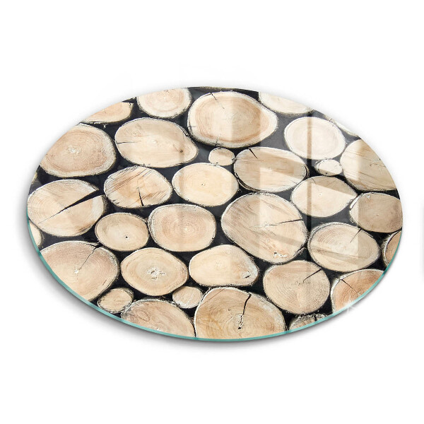 Glas Herdabdeckplatte Baumstämme aus Holz