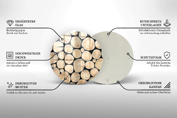 Glas Herdabdeckplatte Baumstämme aus Holz