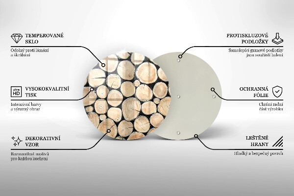 Glas Herdabdeckplatte Baumstämme aus Holz
